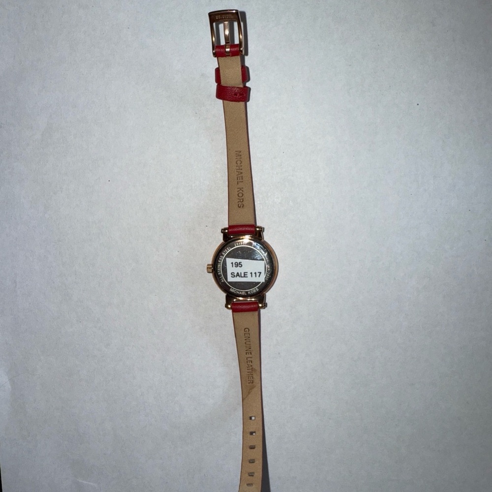 Michael Kors MK2850 Sofie Red Leather Women's Watch NEEDS NEW BATTERY. No Box. - Picture 3 of 5